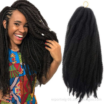 Wholesale Marley Hair Extensions Afro Curly Kinky Twist Crochet Hair Synthetic Fiber Solid And Ombre Color White Bug Blue
